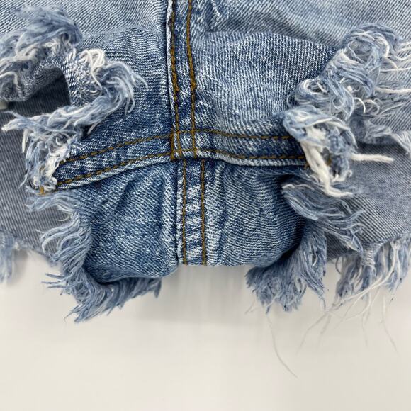 We The Free Button Fly Denim Shorts Raw Hem Size 28 Concert Short Shorts Boho - Picture 8 of 16